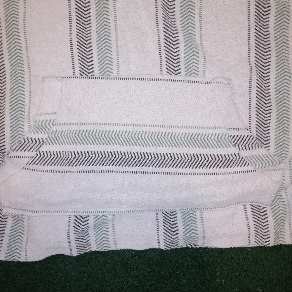 Boho Vibes Brooklyn Co Gray With Black and Green Chevron Stripes Hoodie-Medium. - Picture 5 of 5